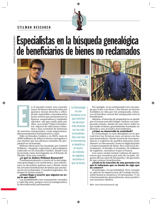 Stilman Research, Especialistas en la búsqueda genealógica de beneficiarios de bienes no reclamados